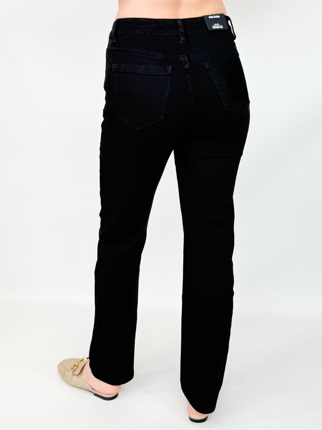 Samantha - High Rise Straight Leg Black Denim