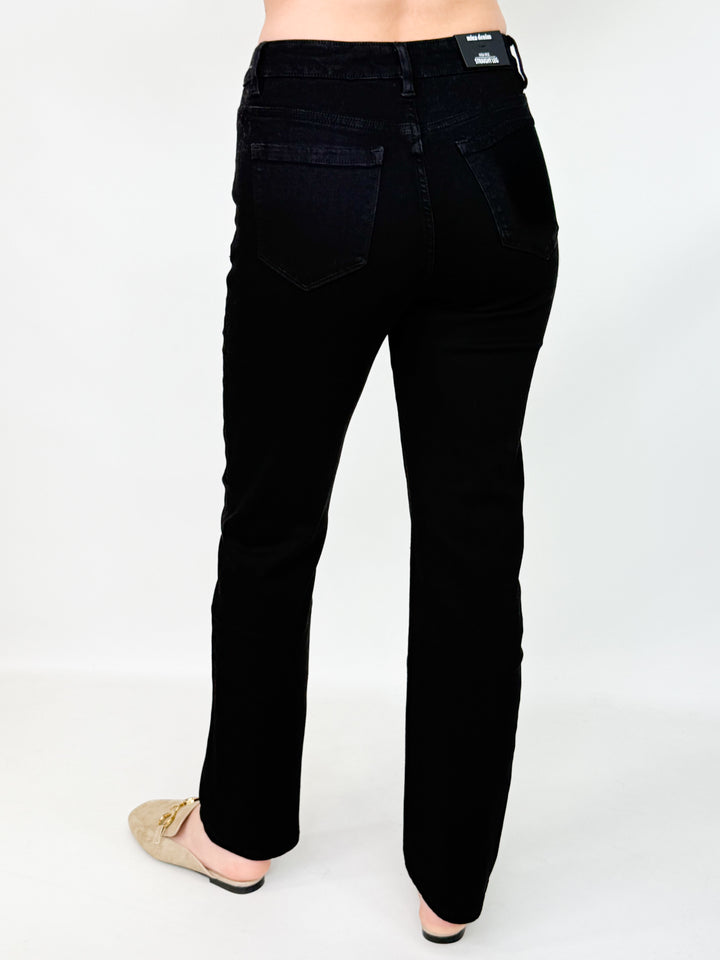 Samantha - High Rise Straight Leg Black Denim