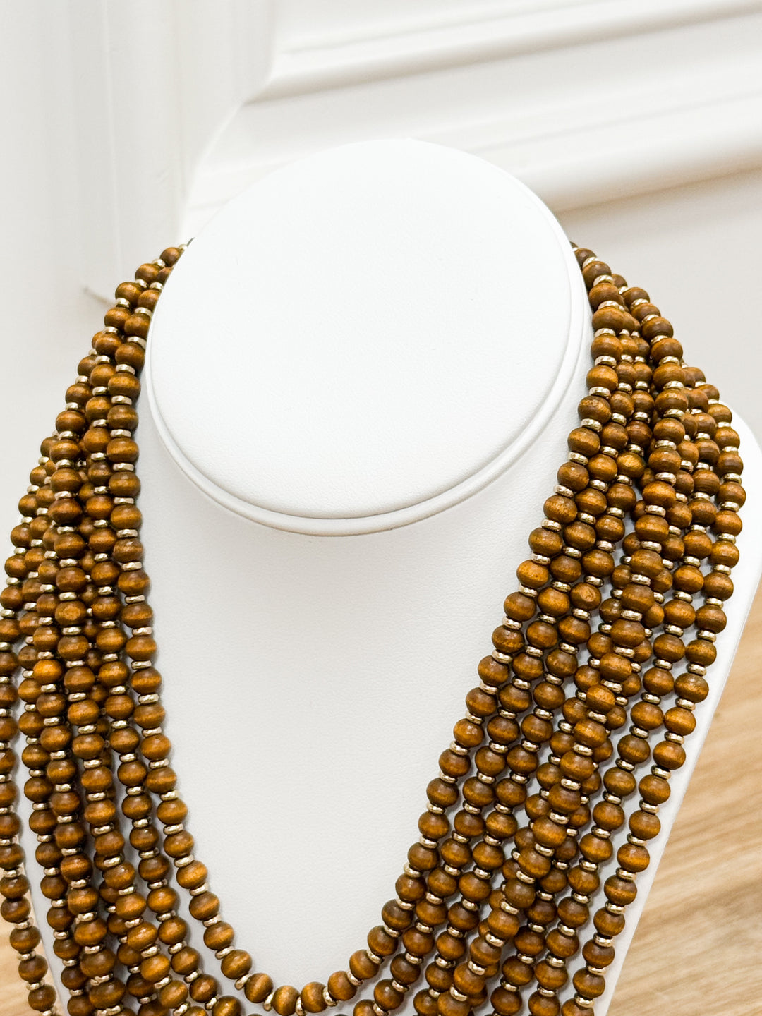 Sandra - Wooden Multi Beaded Necklace