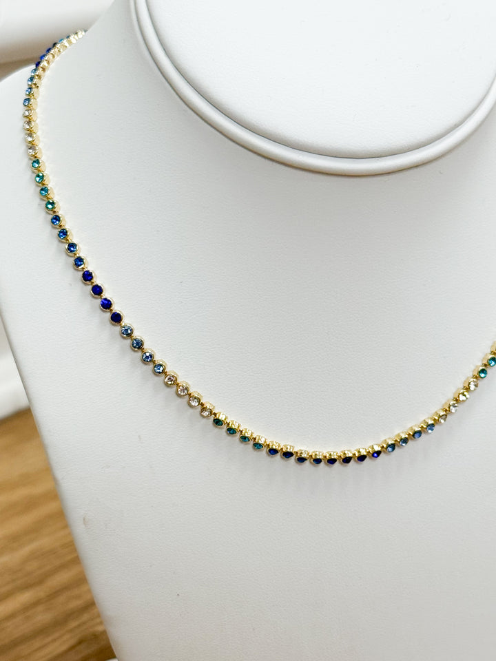 Kennedi - Blue CZ Tennis Necklace