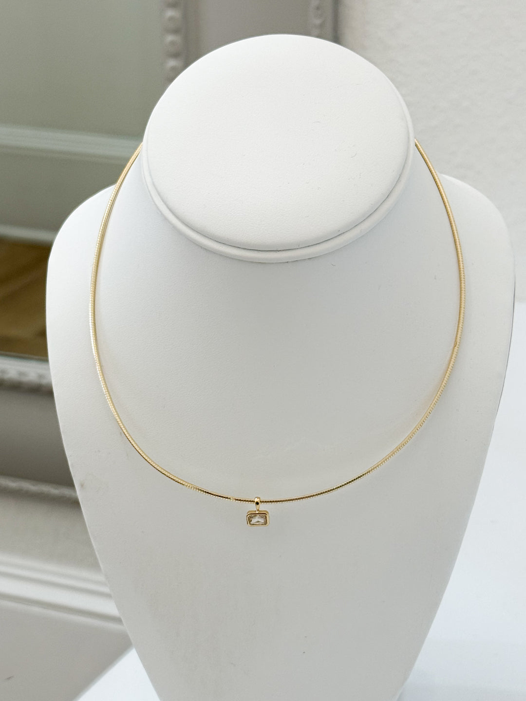 Ciara - Gold Dainty Emerald CZ Choker Necklace