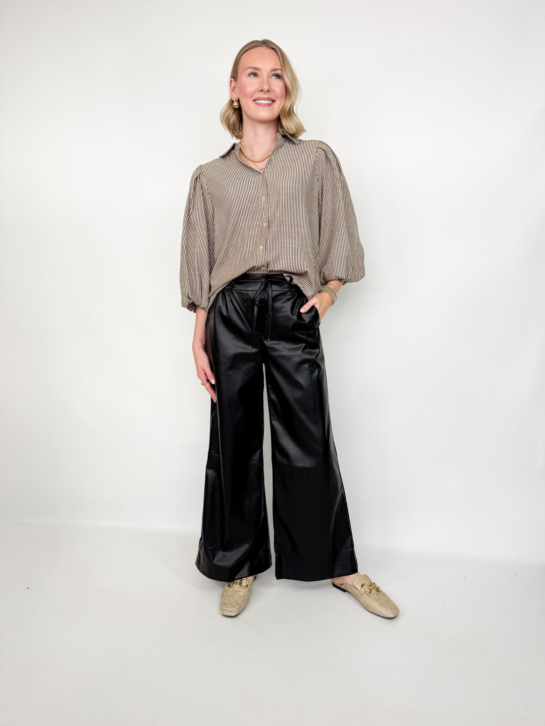 Trina - Black Faux Leather Pants