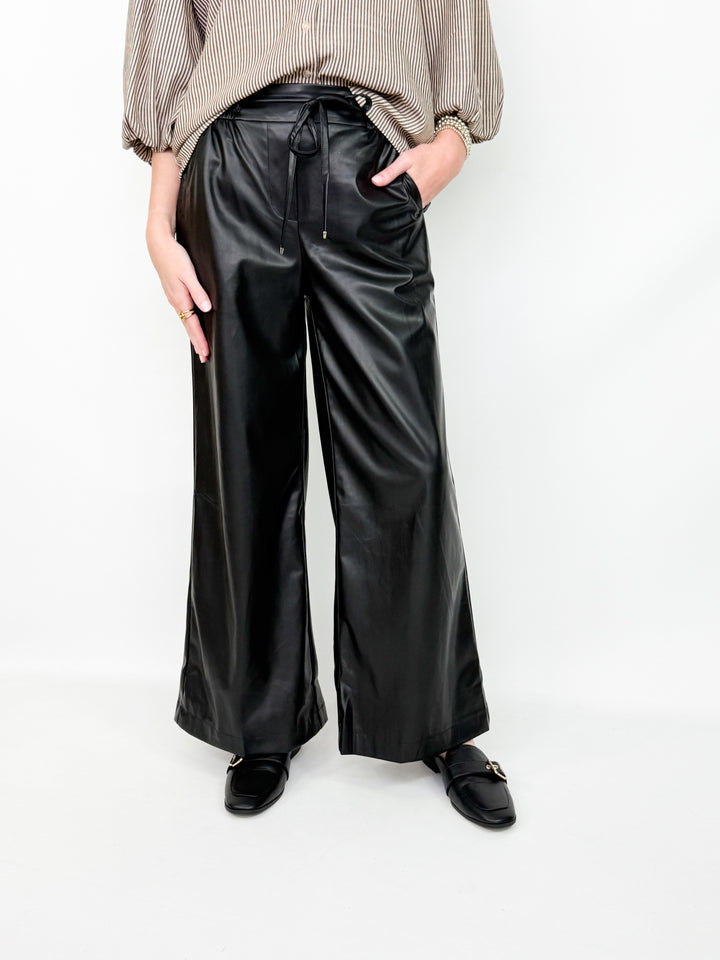 Trina - Black Faux Leather Pants