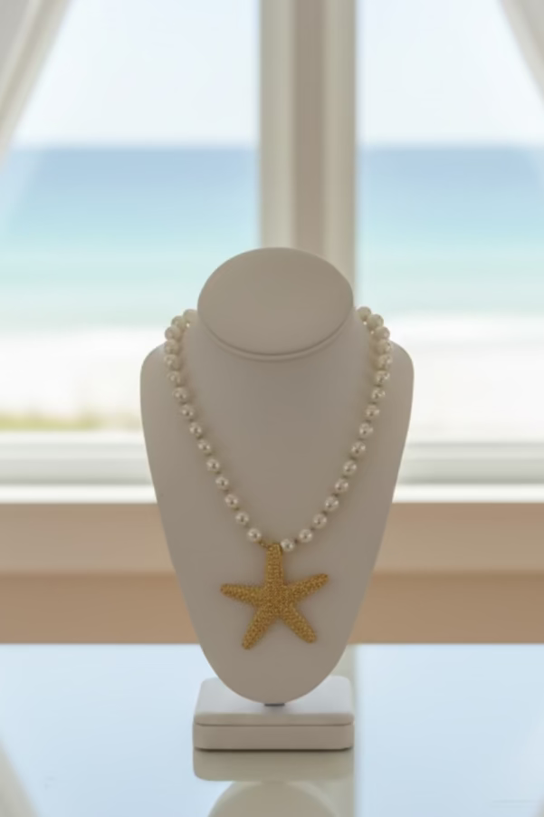 Junie - Gold Starfish Pearl Necklace