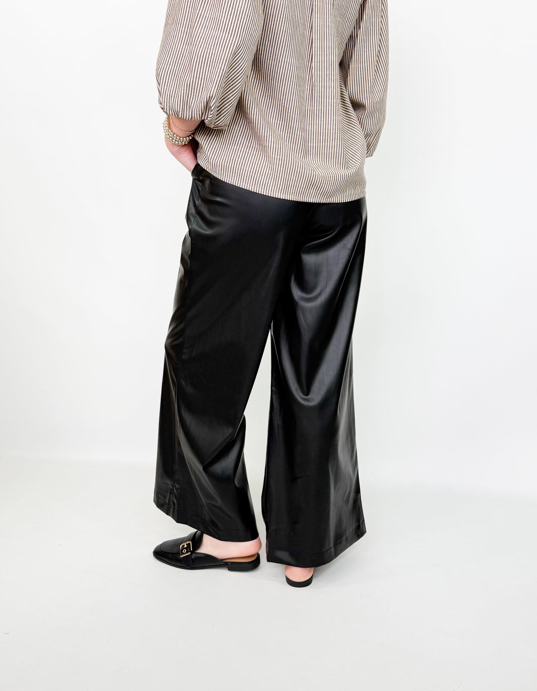 Trina - Black Faux Leather Pants