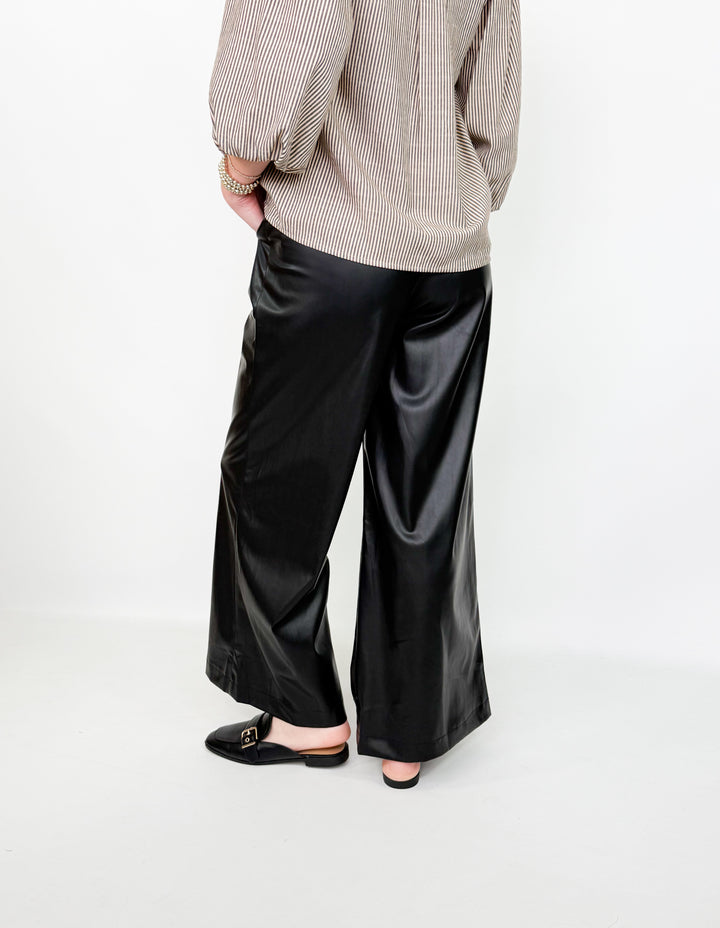 Trina - Black Faux Leather Pants