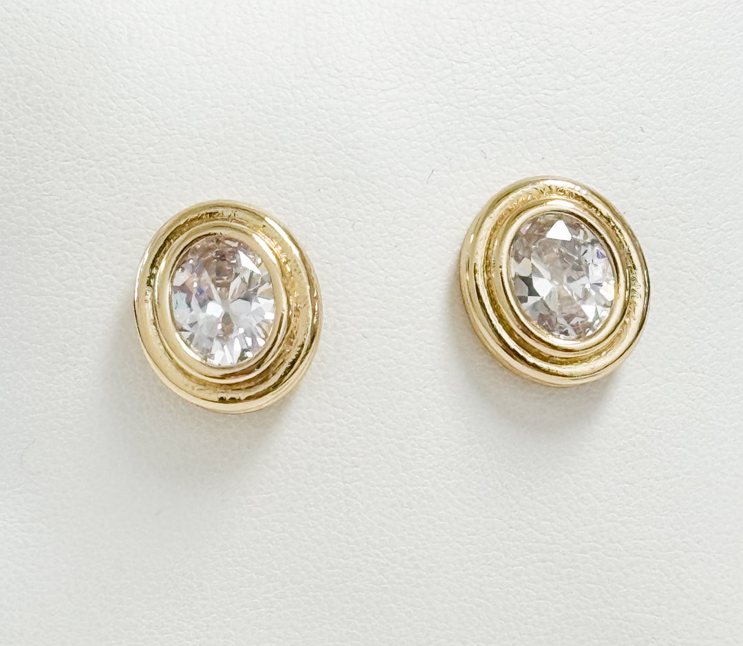 Coleen - Oval CZ Stud Earrings