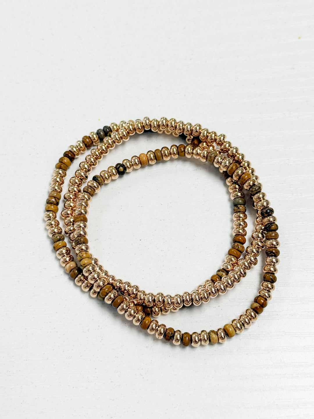 Gloria - Brown + Gold Beaded Bracelet Set