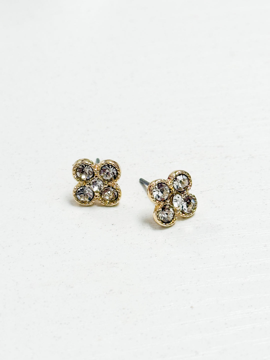 Collette - Rhinestone Clover Stud Earrings
