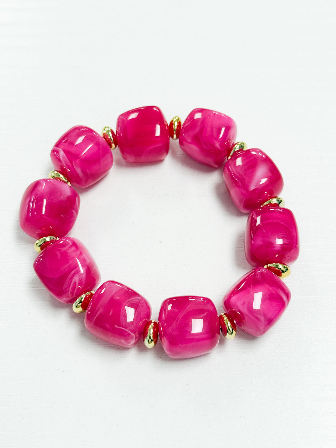 Viviana - Chunky Beaded Bracelet (Hot Pink)