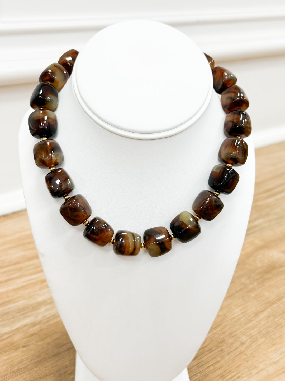 Destiny - Chunky Beaded Necklace (Brown)