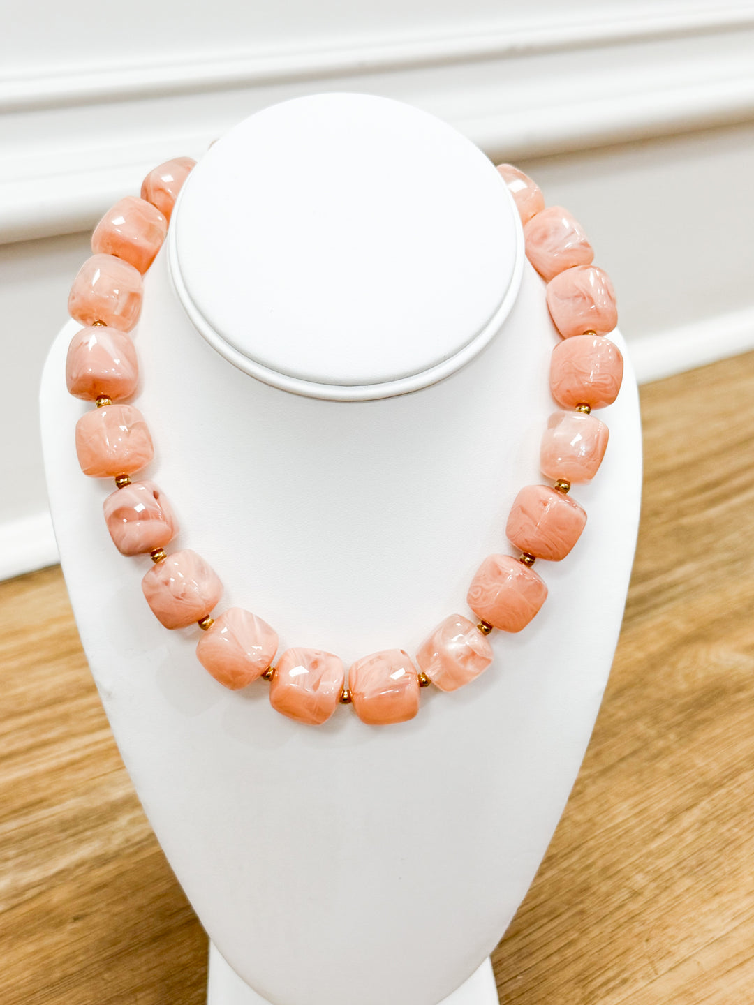 Destiny - Chunky Beaded Necklace (Rose Pink)