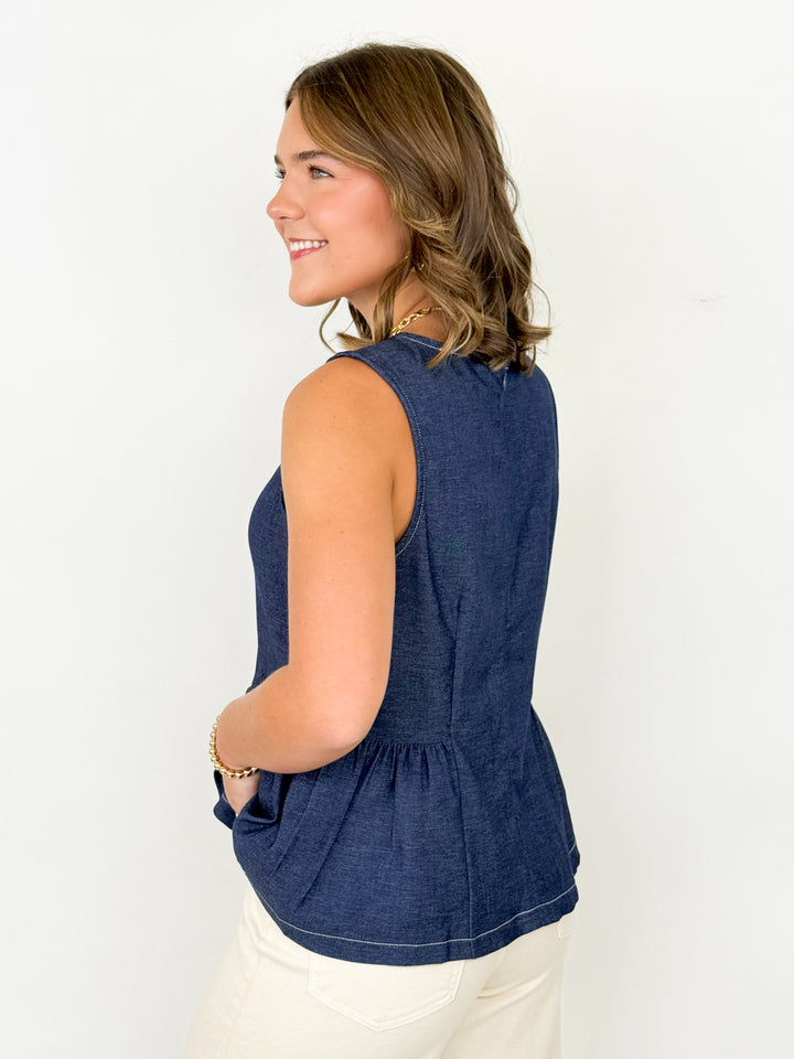 Harley - Denim Blue Sleeveless Peplum Top