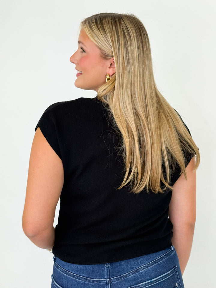Shirley - Sweater Vest W/ Shirring Detail (Black)