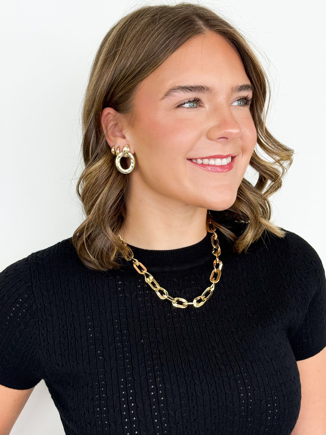 Yasmin - Gold Chunky Twisted Chain Necklace
