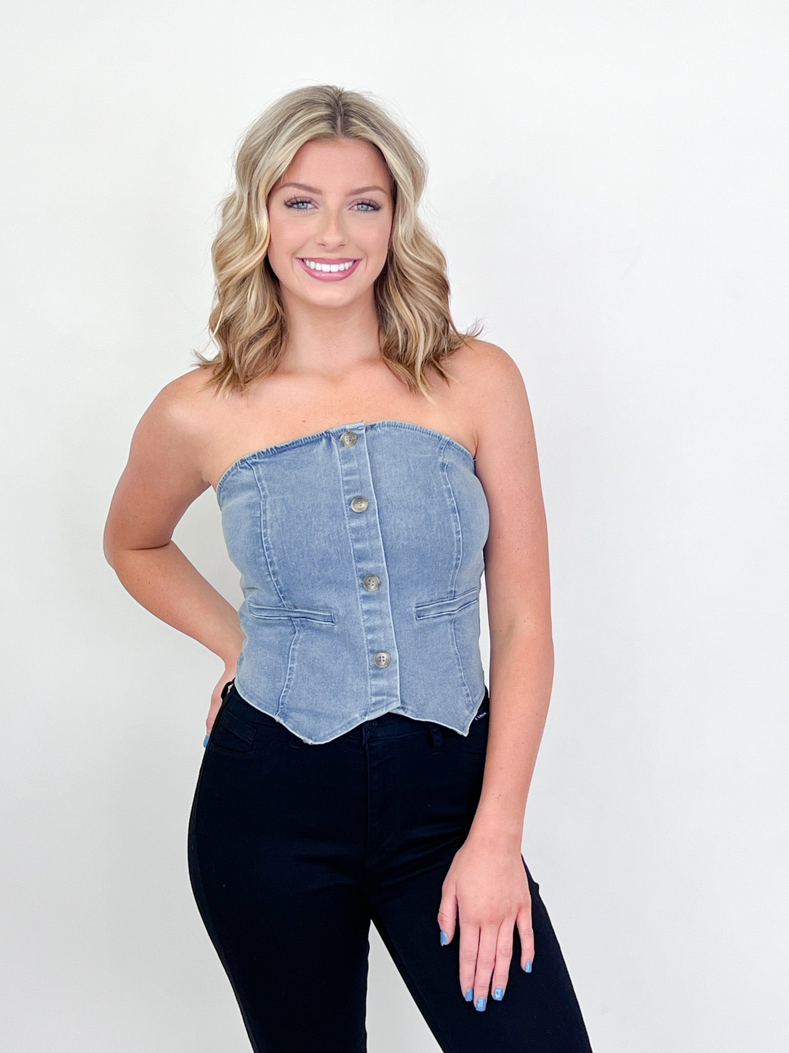 Ember - Strapless Denim Top