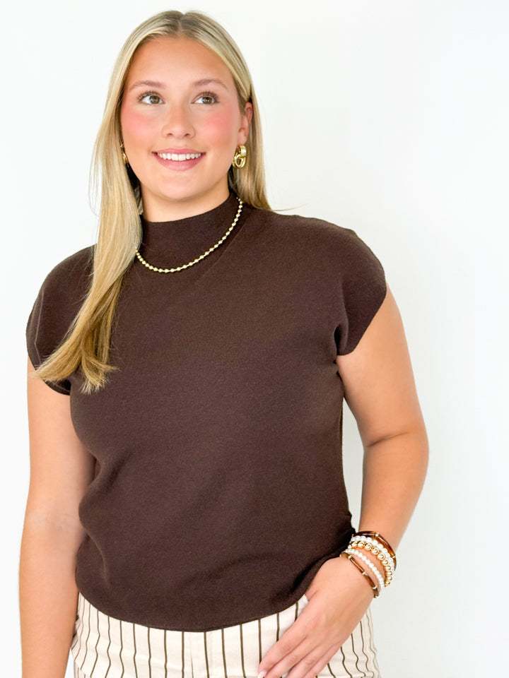 Shirley - Sweater Vest W/ Shirring Detail (Espresso)