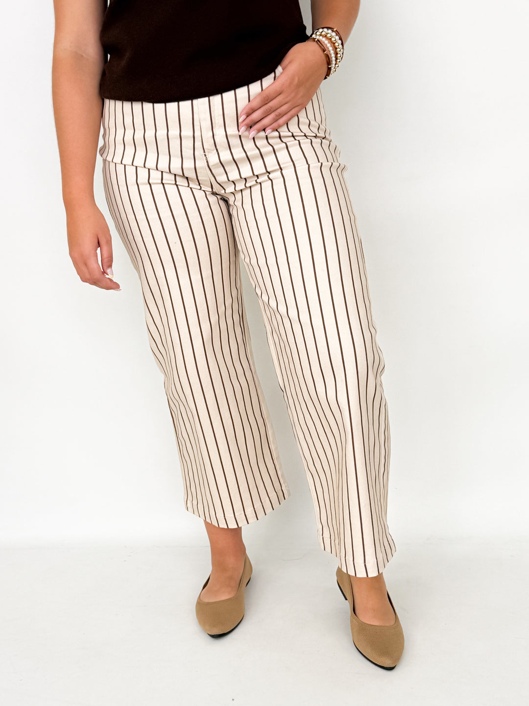 Claire - Brown Striped Pants