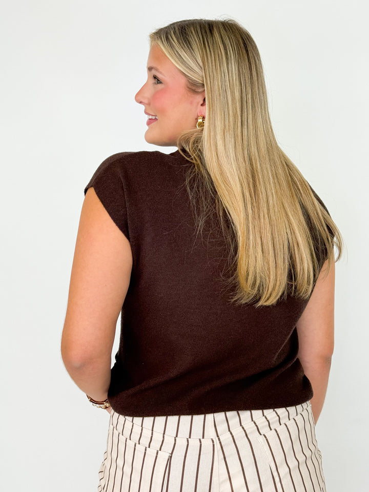 Shirley - Sweater Vest W/ Shirring Detail (Espresso)