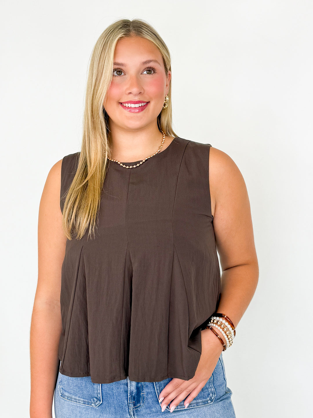 Rowyn - Sleeveless Swing Top (Brown)