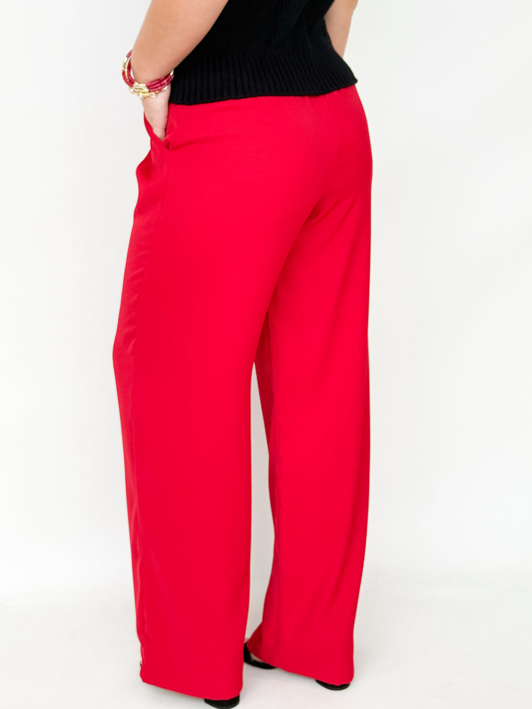 Jennifer - Wide Leg Trouser Pants (Red)