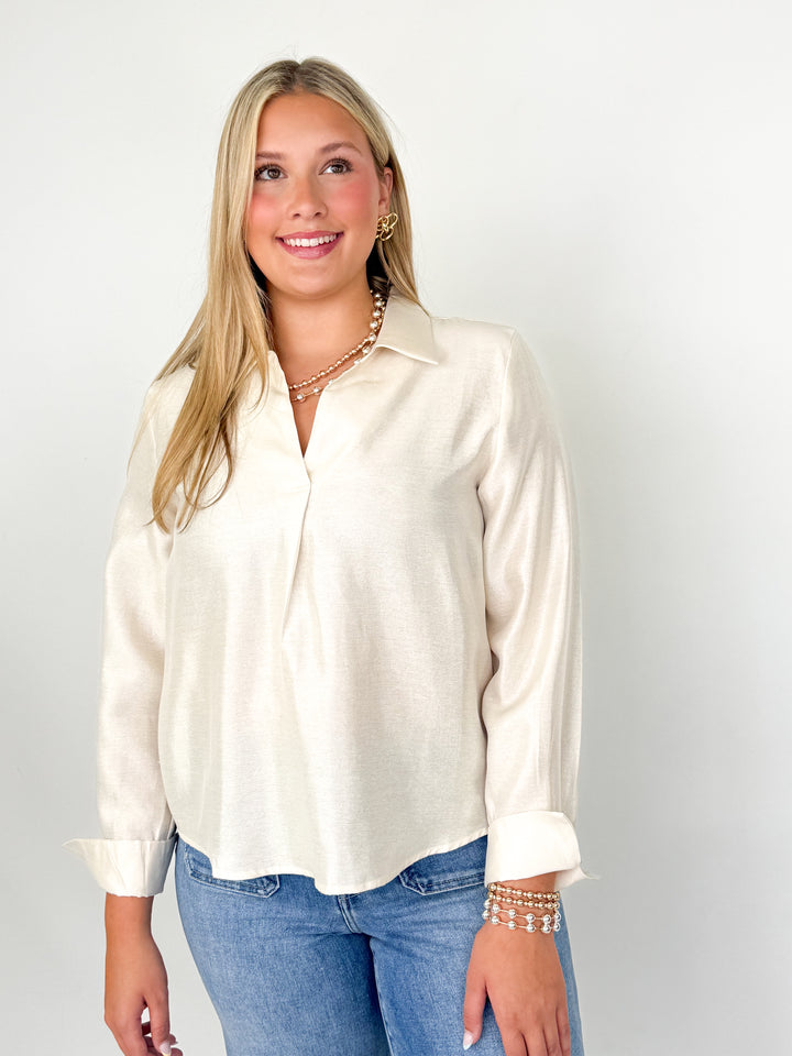 Shayne - Shimmer Long Sleeve Blouse (Champagne)
