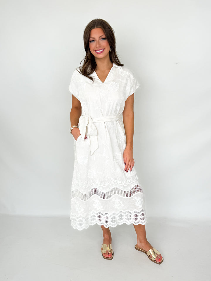 Taryn - Ivory Crochet Midi Dress