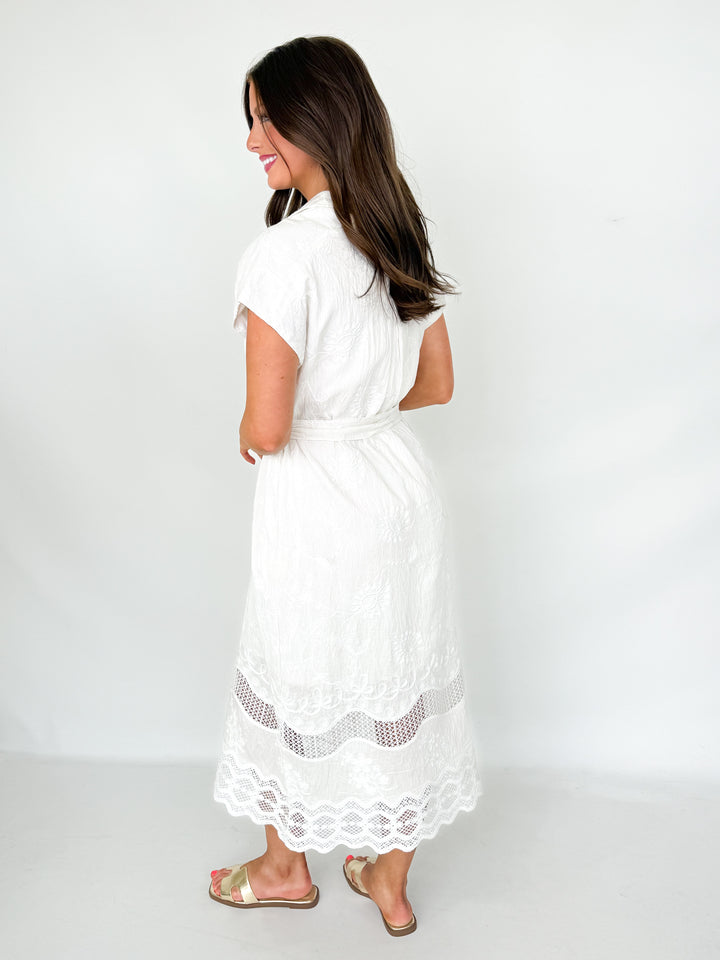 Taryn - Ivory Crochet Midi Dress
