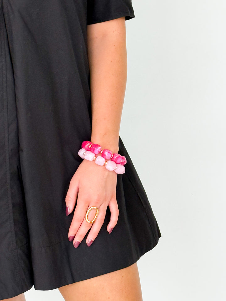Viviana - Chunky Beaded Bracelet (Baby Pink)