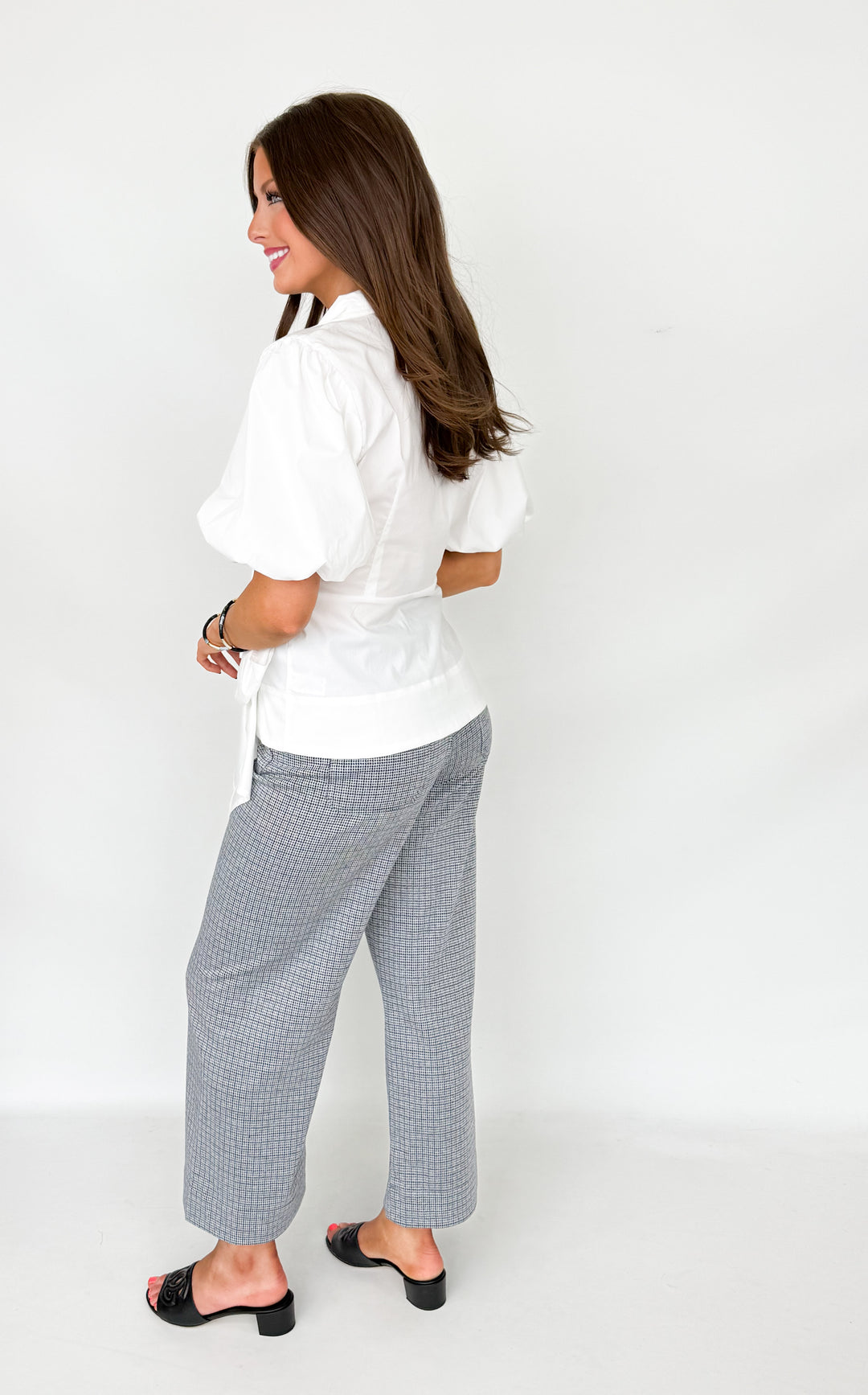 Kathy - White Surplice Side Tie Blouse