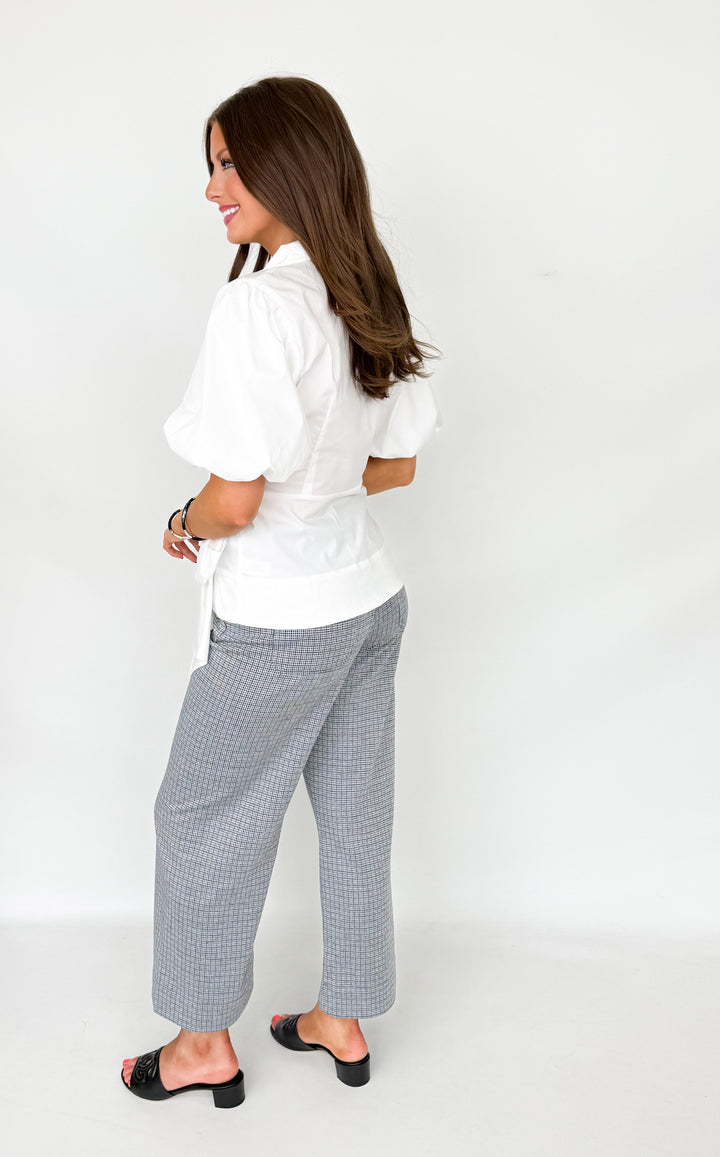 Kathy - White Surplice Side Tie Blouse