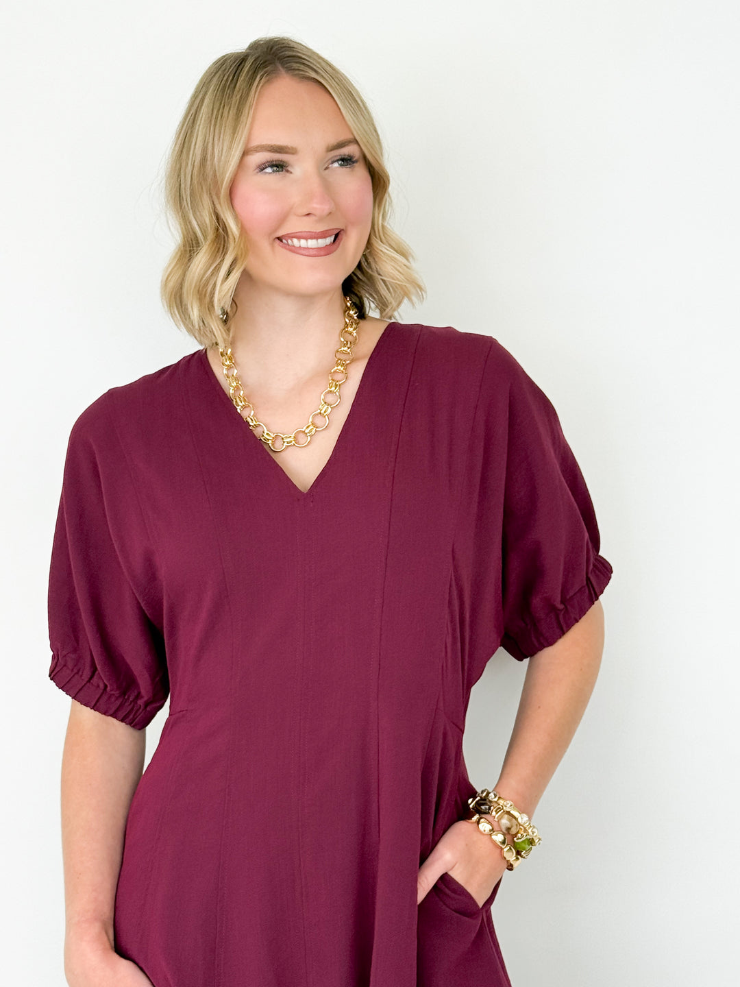 Charlotte - Maroon Midi Dress