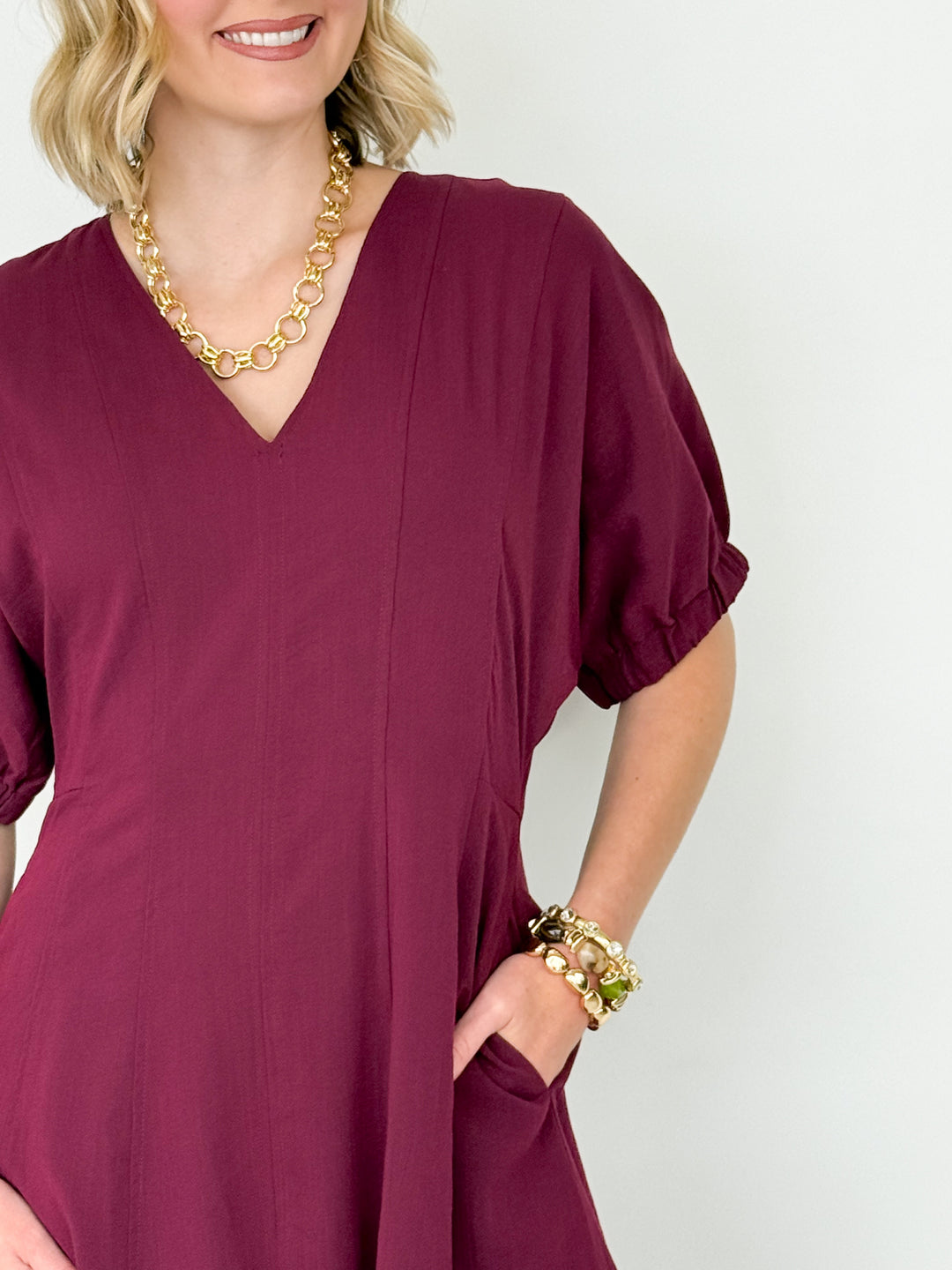 Charlotte - Maroon Midi Dress