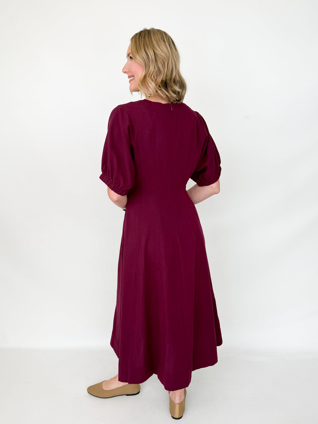 Charlotte - Maroon Midi Dress