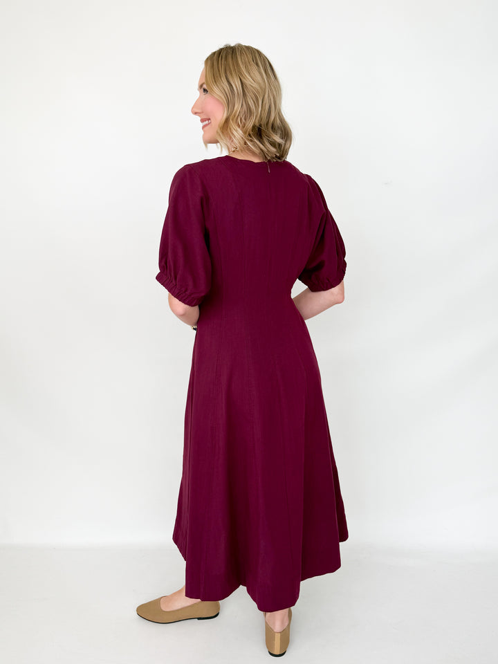 Charlotte - Maroon Midi Dress