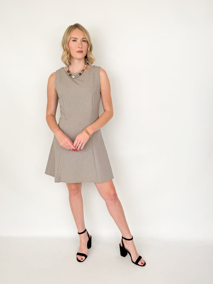 Claire - Sleeveless Woven Mini Dress (Lt. Mocha)