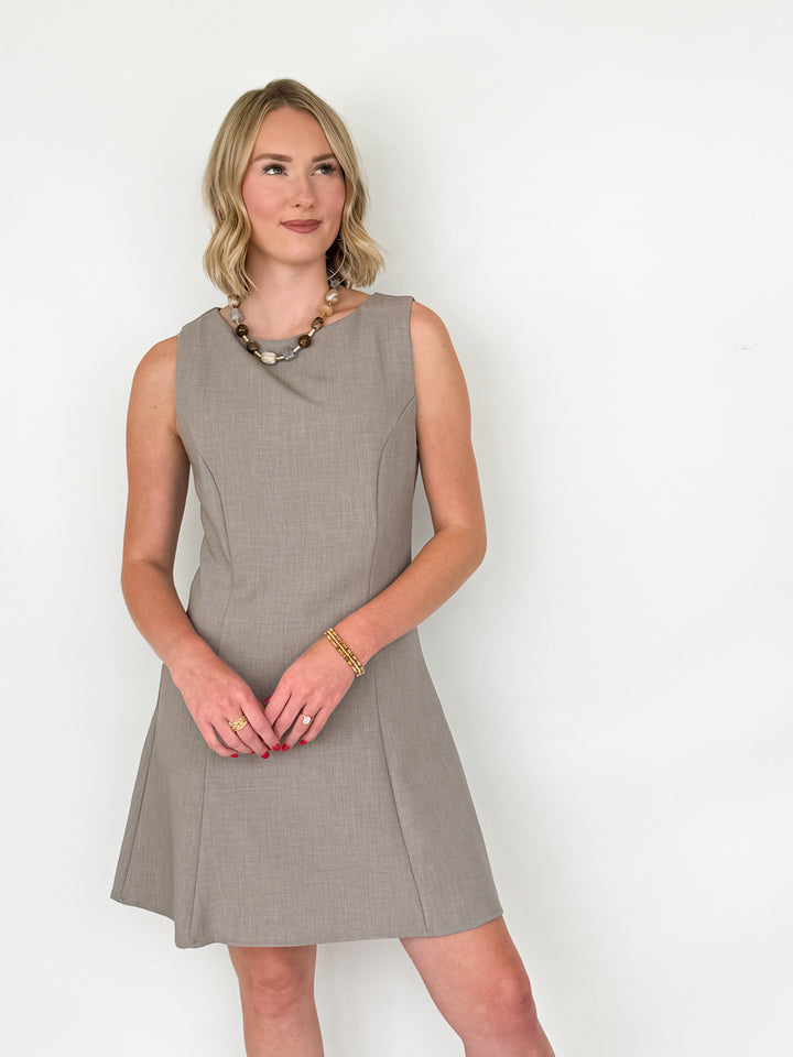 Claire - Sleeveless Woven Mini Dress (Lt. Mocha)