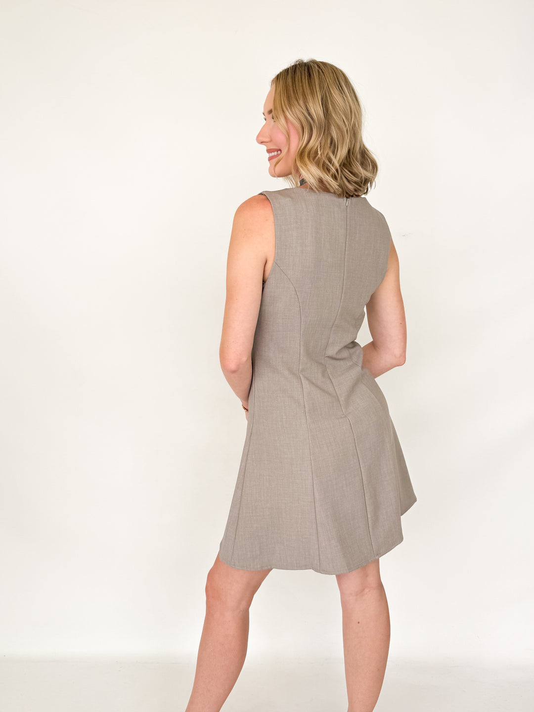 Claire - Sleeveless Woven Mini Dress (Lt. Mocha)
