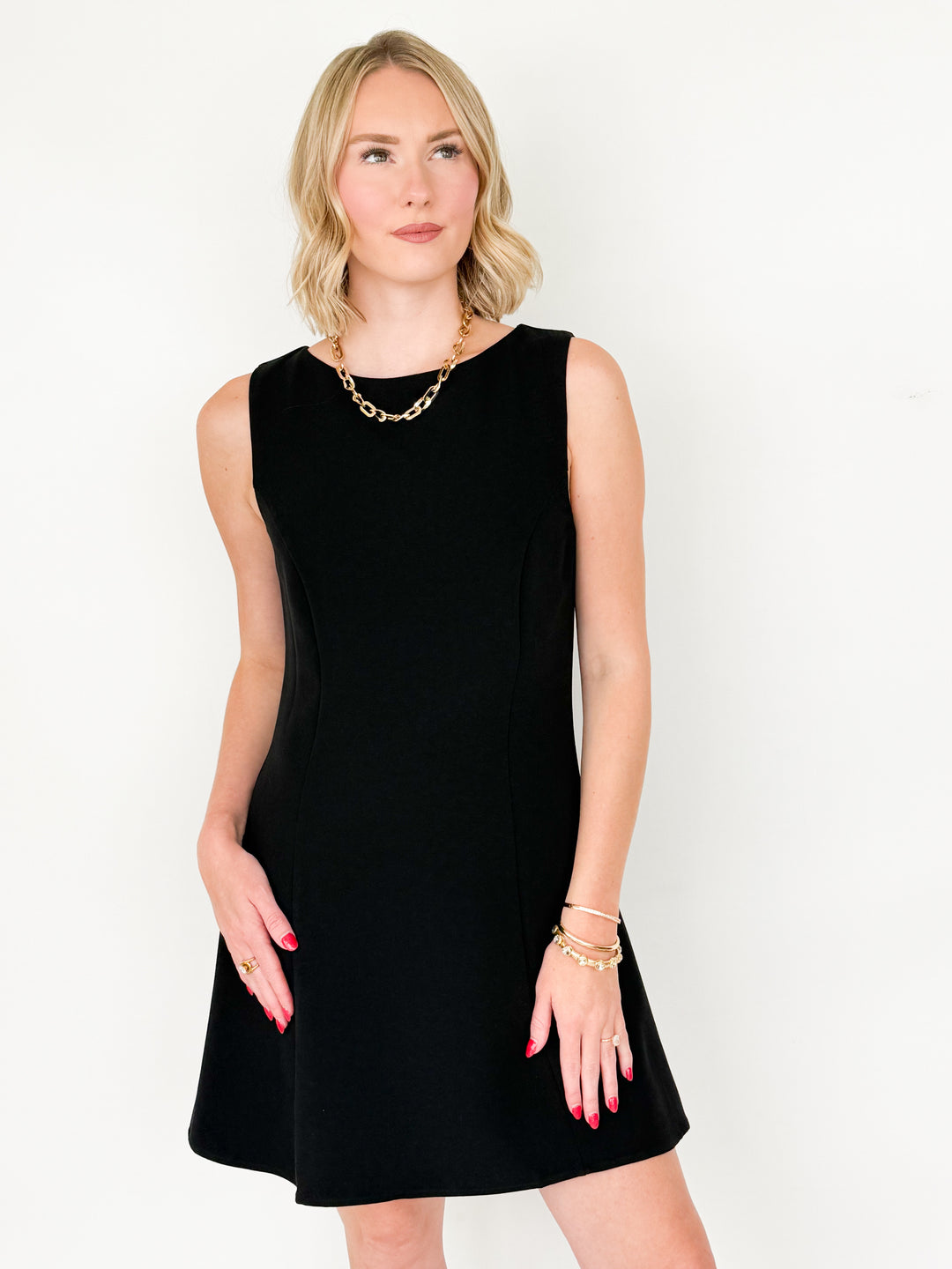 Claire - Sleeveless Woven Mini Dress (Black)