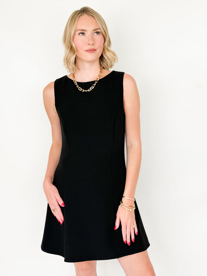 Claire - Sleeveless Woven Mini Dress (Black)