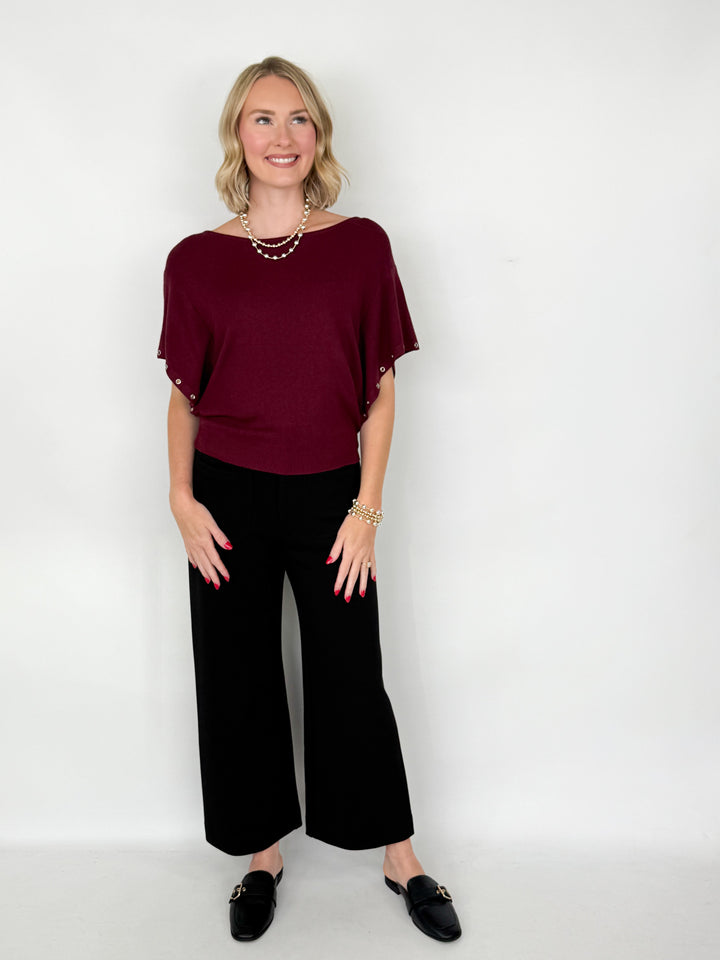 Hailey - Maroon Grommet Detail Top