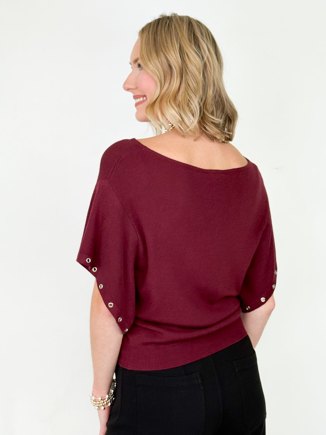 Hailey - Maroon Grommet Detail Top