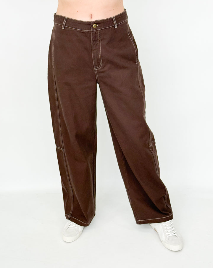 Ellison - Brown Peplum Pant Set