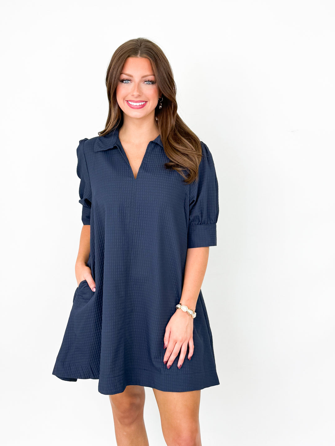 Cecelia - Navy Collared Mini Dress