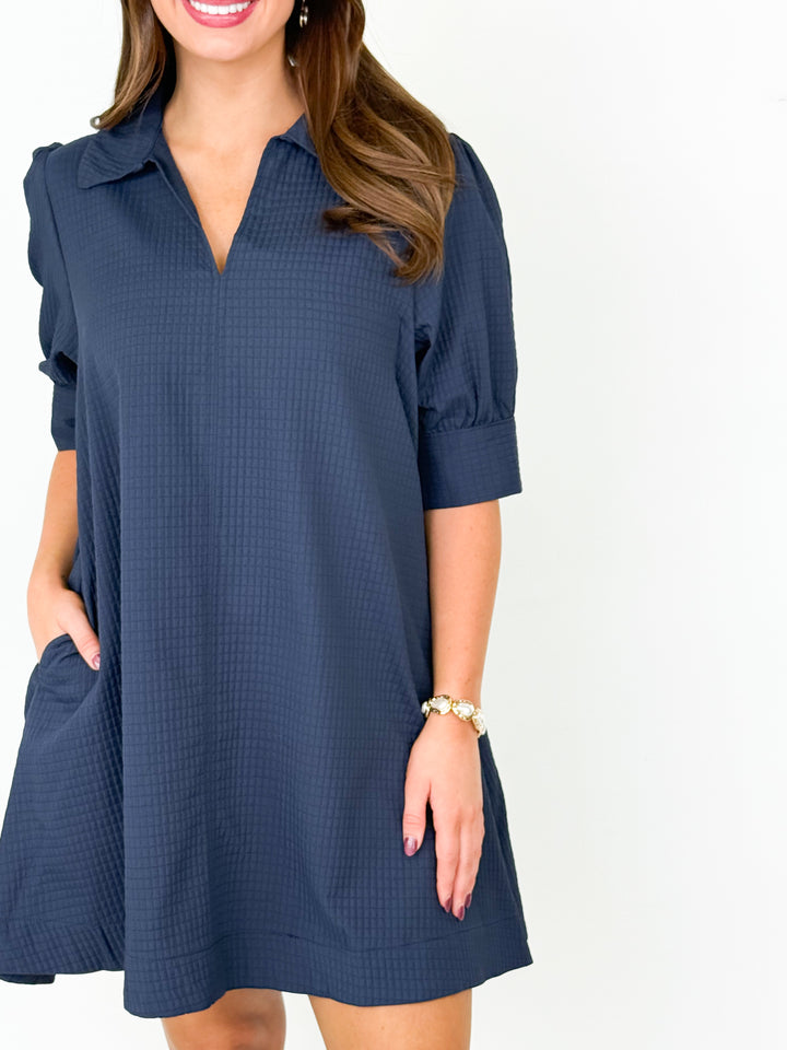 Cecelia - Navy Collared Mini Dress