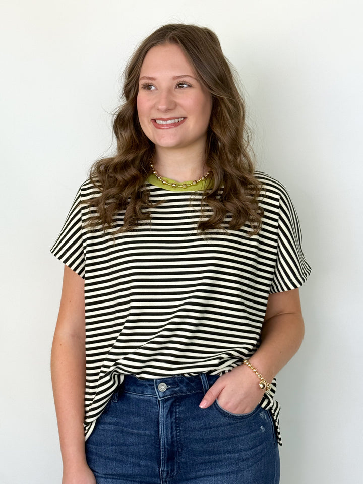 Julie - Brushed Doman Top (Black/Cream)