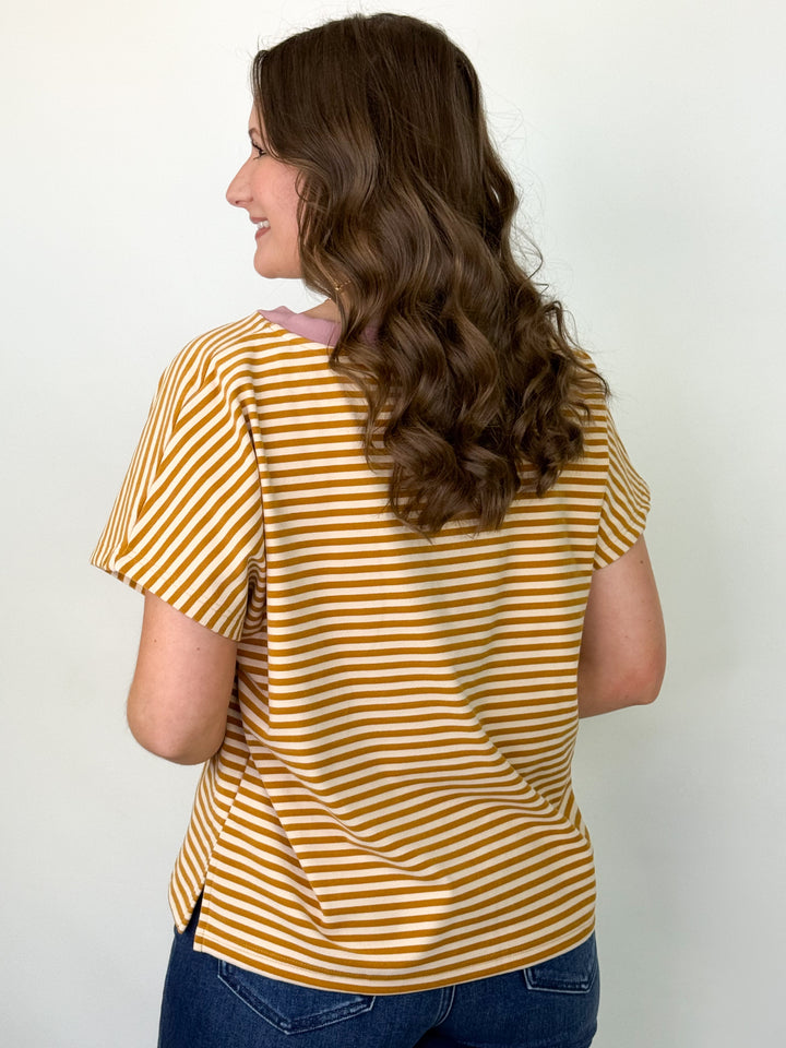 Julie - Brushed Dolman Top (Mustard/Cream)