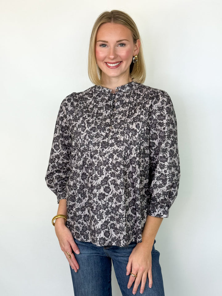 Suzie - Floral Pintuck Blouse