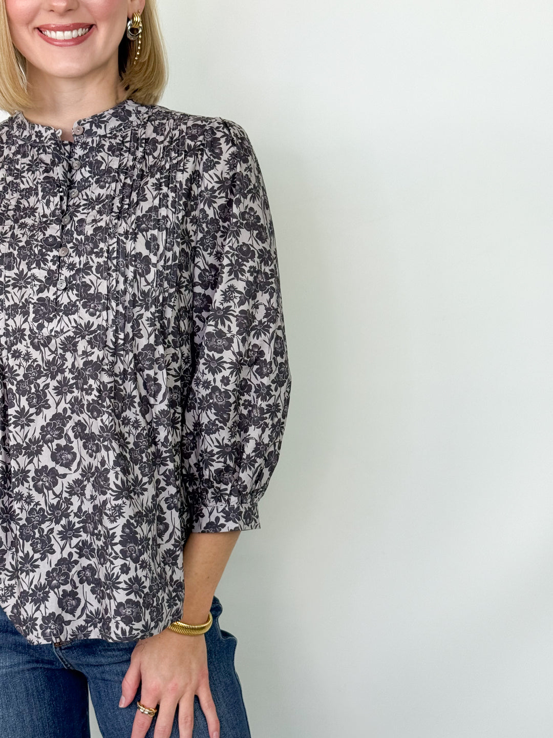 Suzie - Floral Pintuck Blouse