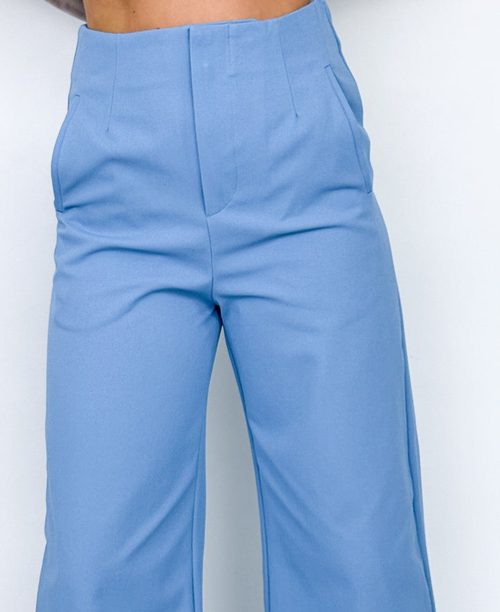 Chandler - High Waist Wide Leg Pants (Sky)